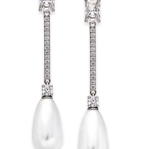 Womens Gorgeous Eliot Danori Crystal, Rhinestone & Faux Pearl Linear Earrings - Picture 1 of 3